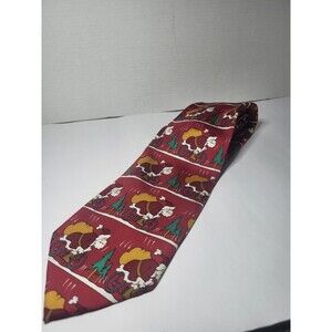 Morgano Uomo Novelty 100% Silk Made in Italy Christmas Red Tie Santa Riding Bike